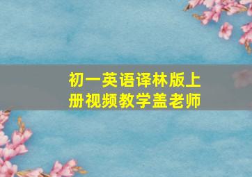 初一英语译林版上册视频教学盖老师