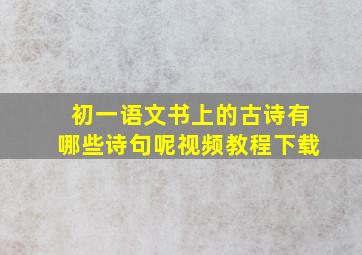 初一语文书上的古诗有哪些诗句呢视频教程下载