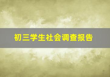 初三学生社会调查报告