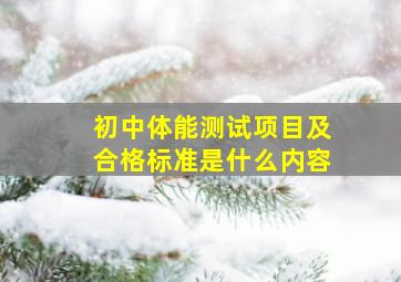 初中体能测试项目及合格标准是什么内容