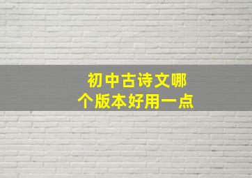 初中古诗文哪个版本好用一点