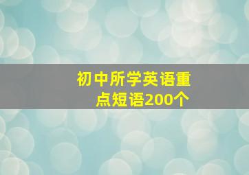 初中所学英语重点短语200个