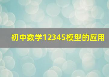 初中数学12345模型的应用