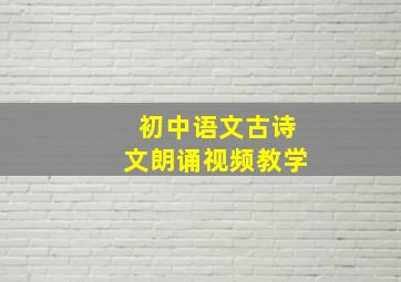 初中语文古诗文朗诵视频教学