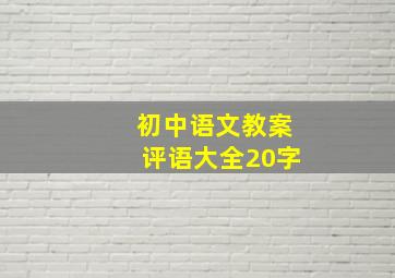 初中语文教案评语大全20字