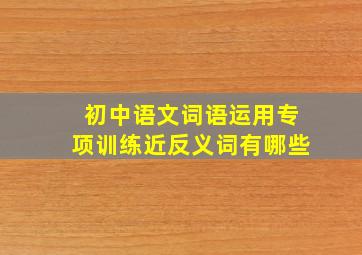 初中语文词语运用专项训练近反义词有哪些