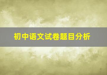 初中语文试卷题目分析