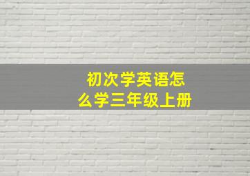 初次学英语怎么学三年级上册