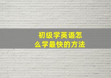 初级学英语怎么学最快的方法