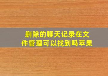 删除的聊天记录在文件管理可以找到吗苹果