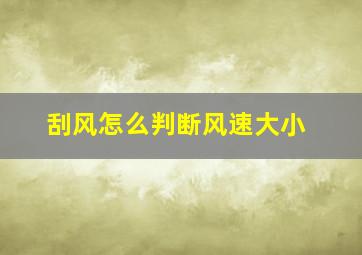 刮风怎么判断风速大小