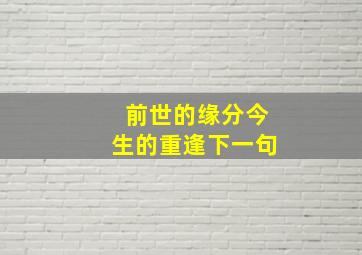 前世的缘分今生的重逢下一句