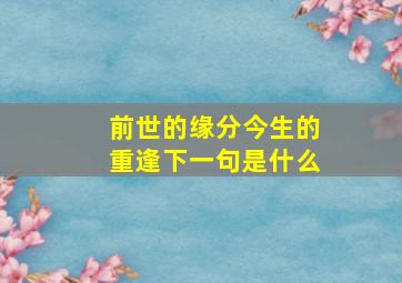 前世的缘分今生的重逢下一句是什么