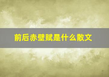 前后赤壁赋是什么散文