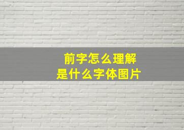 前字怎么理解是什么字体图片