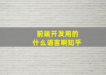 前端开发用的什么语言啊知乎