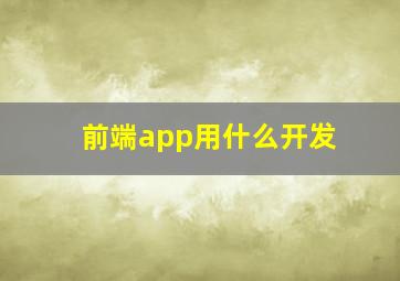 前端app用什么开发