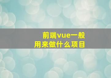 前端vue一般用来做什么项目