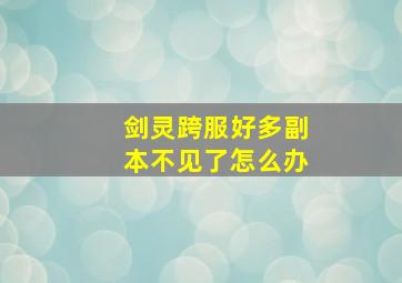 剑灵跨服好多副本不见了怎么办