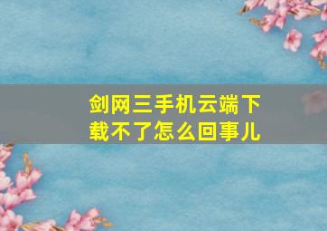 剑网三手机云端下载不了怎么回事儿