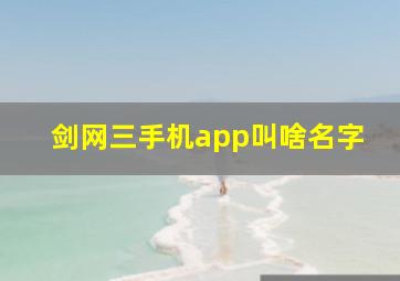 剑网三手机app叫啥名字