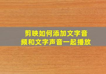 剪映如何添加文字音频和文字声音一起播放