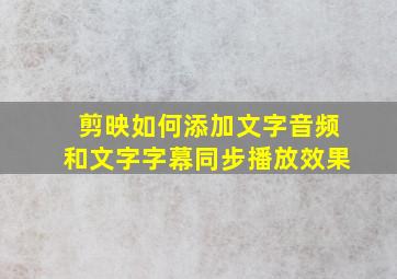 剪映如何添加文字音频和文字字幕同步播放效果