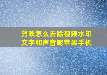 剪映怎么去除视频水印文字和声音呢苹果手机