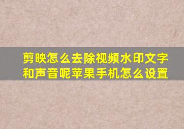 剪映怎么去除视频水印文字和声音呢苹果手机怎么设置