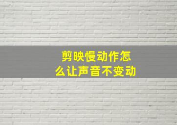 剪映慢动作怎么让声音不变动