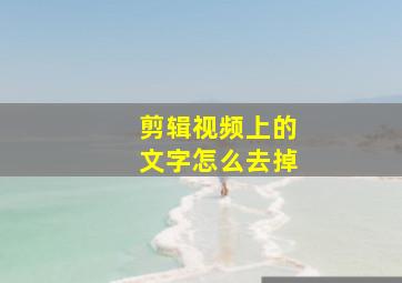 剪辑视频上的文字怎么去掉