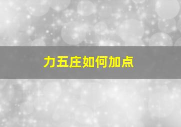 力五庄如何加点