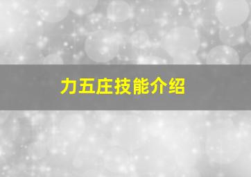 力五庄技能介绍