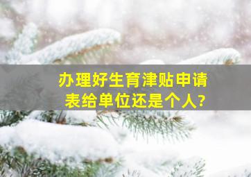 办理好生育津贴申请表给单位还是个人?