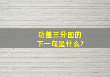 功盖三分国的下一句是什么?