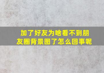 加了好友为啥看不到朋友圈背景图了怎么回事呢