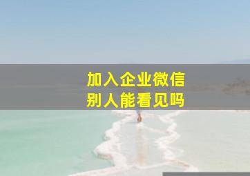 加入企业微信别人能看见吗