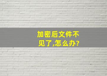 加密后文件不见了,怎么办?