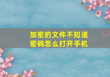 加密的文件不知道密码怎么打开手机