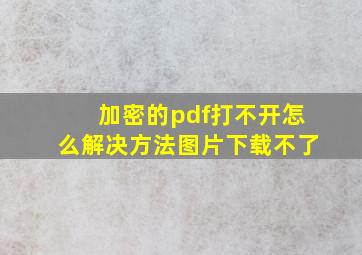 加密的pdf打不开怎么解决方法图片下载不了