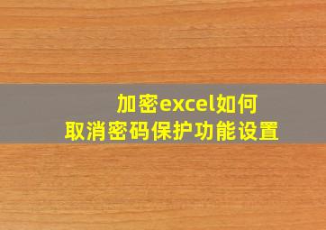 加密excel如何取消密码保护功能设置