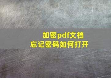 加密pdf文档忘记密码如何打开