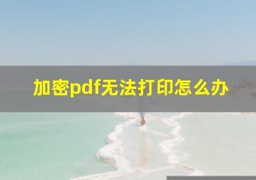 加密pdf无法打印怎么办