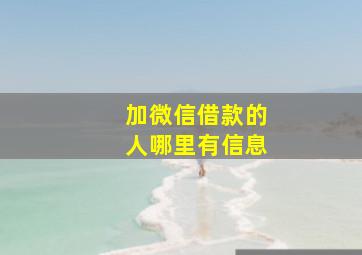 加微信借款的人哪里有信息