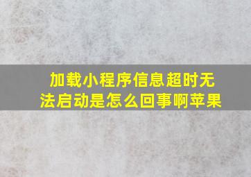 加载小程序信息超时无法启动是怎么回事啊苹果