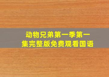 动物兄弟第一季第一集完整版免费观看国语