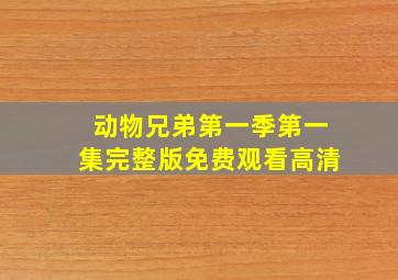 动物兄弟第一季第一集完整版免费观看高清