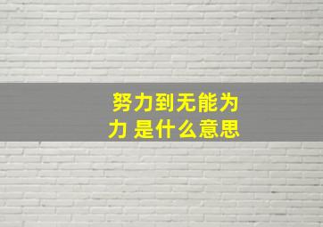 努力到无能为力 是什么意思