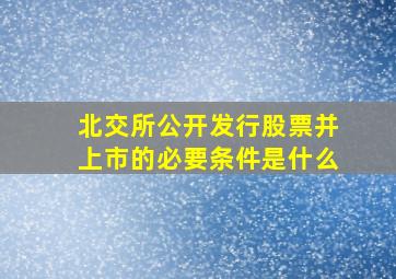 北交所公开发行股票并上市的必要条件是什么