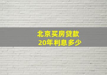 北京买房贷款20年利息多少